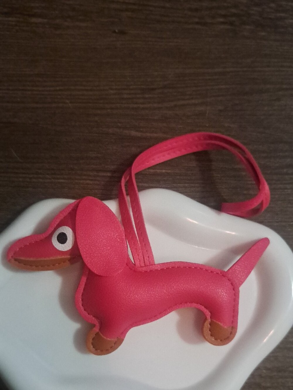Brand New Pink Dachshund Dog Faux Leather Purse Bag Charm - Picture 2 of 4